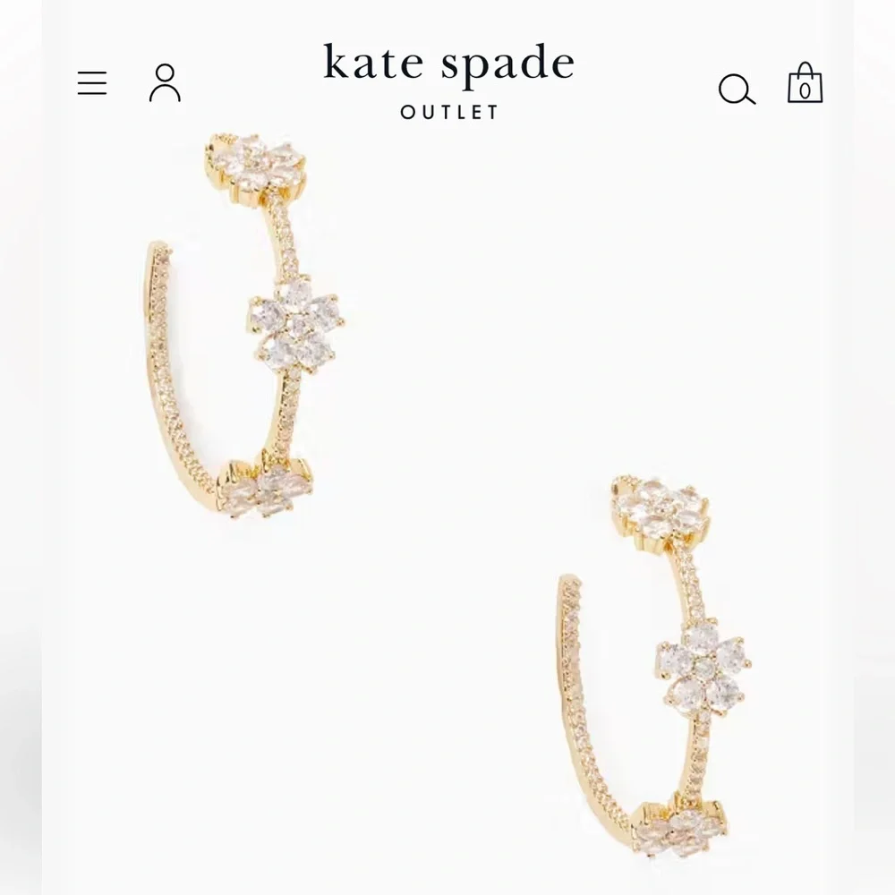 Kate Spade Earrings Gleaming Gardenia Rose Gold tone Flower Hoop NWT MSRP: $109